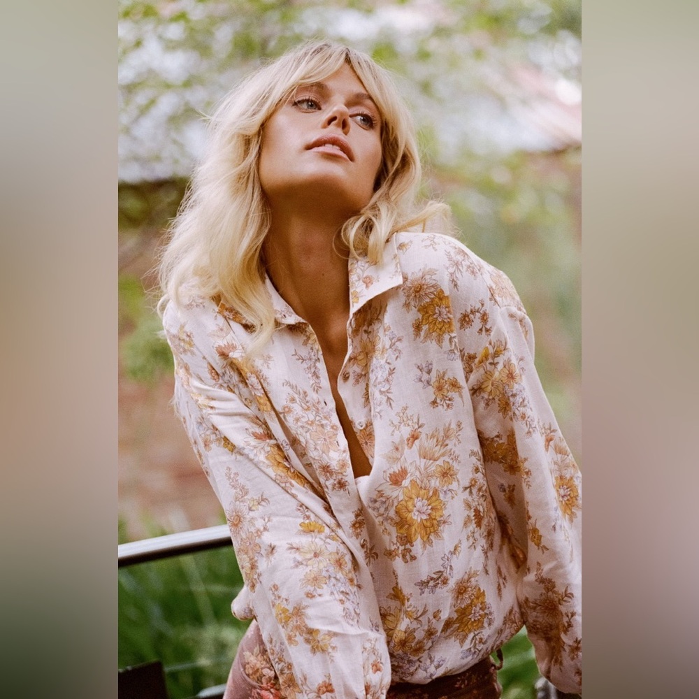 Spell & The Gypsy Collective Meadowland Linen Blouse Size XS - Picture 4 of 7